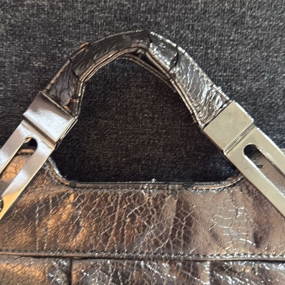 Two items! Metallic Silver Clutch and Adrienne Vittadini Rose Gold Card Holder - Picture 11 of 12